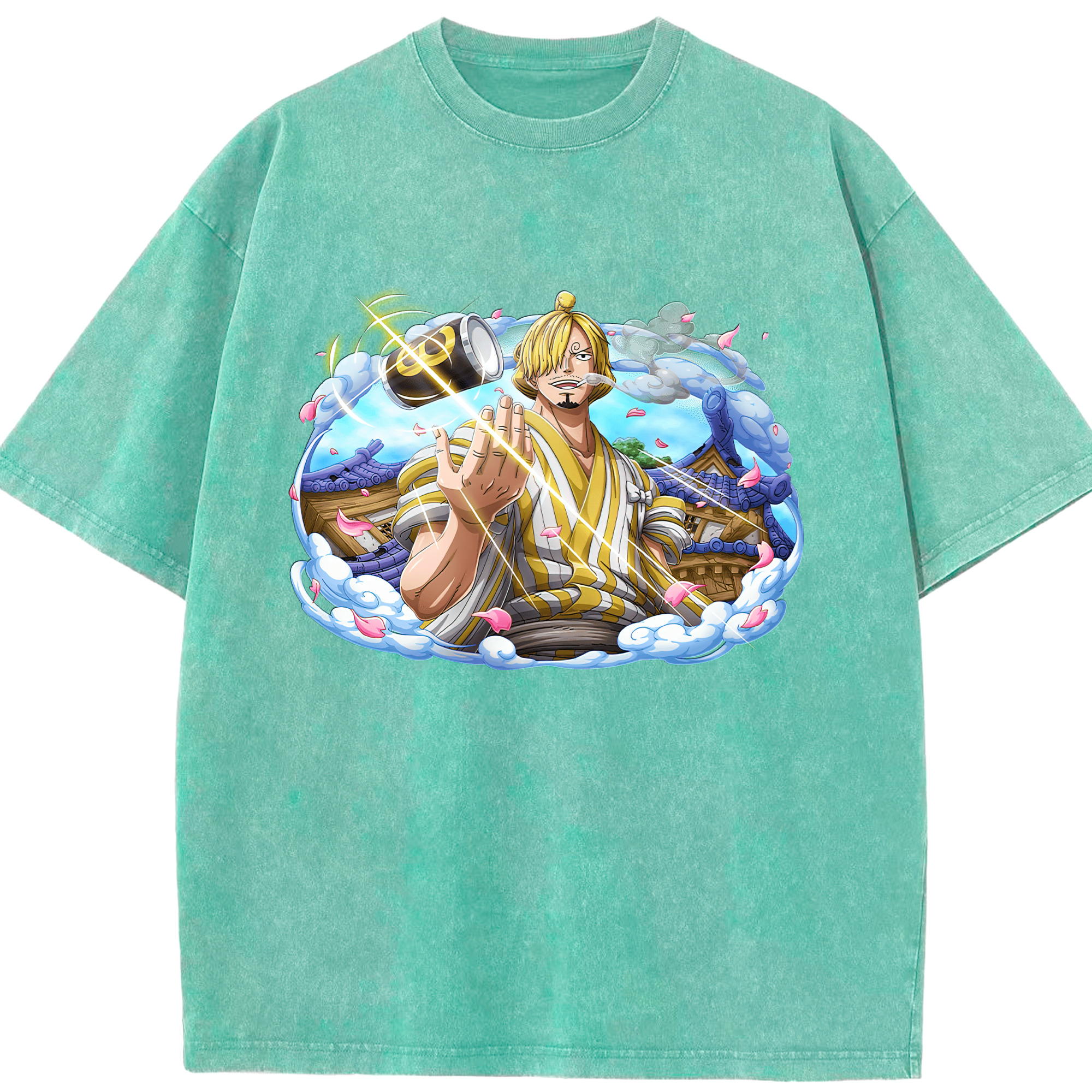 ワンピース サンジ ONE PIECE Sanji 綿100% ヴィンテージ風 半袖Tシャツ（フロントプリント）